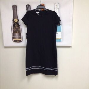 Escada Black Short Sleeve Mini Dress with Hem Trim